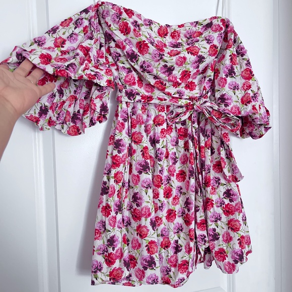 ZARA Off shoulder floral summer dress size S - Picture 1 of 5